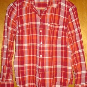 Lucky Brand Red and White Flannel Button Up Small